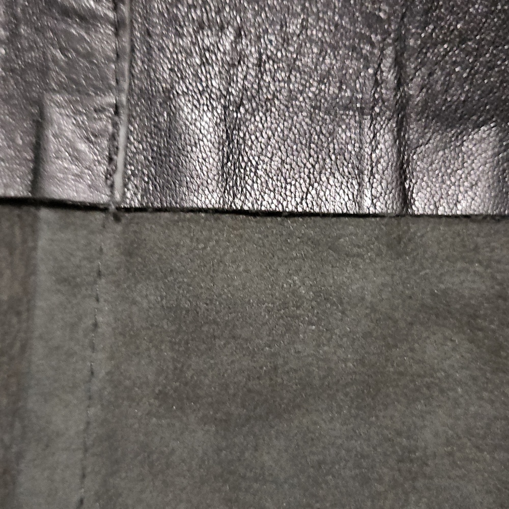 Black Leather Wide-Leg High-Rise Pants, Italy, 26" Waist / Italian 40 - Picture 7 of 7